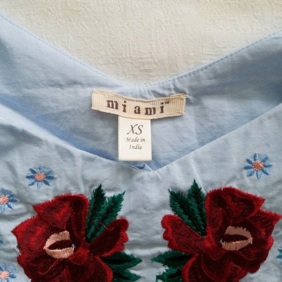 Miami Embroidered Blue Summer Tunic Size XS - Picture 3 of 9